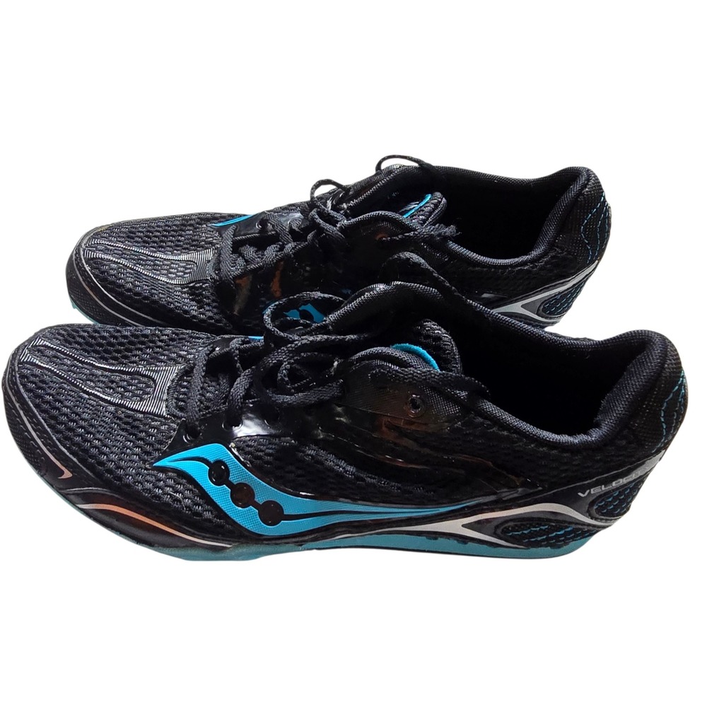 Saucony‎ Velocity 4 Womens 6.5 Track Field Spikes Running Shoes Black Blue